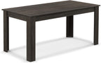 COSTWAY 63' Rectangular Dining Table for 4-6 People, Modern Farmhouse Dinette Table with Large Computer Workstation, Grey