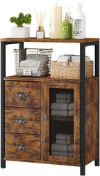 Homeiju Bathroom Floor Storage Cabinet Organizer with 3 Removable Drawers and 1 Door, Industrial Floor Storage Cabinet for Kitchen, Living Room, Bathroom, Home Office