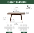 47''-63'' 100% Oak Extendable Dining Table, Solid Wood Folding Kitchen Table, Mid Century Modern Dinner Table for Kitchen, Apartment, Living Room (47''-63'' Walnut)