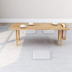 WoodShine Mid Century Modern Mini-Swing Wooden Coffee/Tea Table, Japanese Low Floor Desk, Real Solid Wood Cafe Table with Storage for Home Living Room,Office, Length of 47.25 inches,Natural