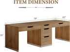 Two Person Desk with 5 Drawers, Double Desk with Storage for 2 People, 78 Inch Extra Long Computer Desk Workstation with File Drawer for Home Office, Brown