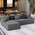Cloud Sectional Couch for Living Room, 104'' L-Shaped Modular Sofa with Chaise, Modern Corduroy Boneless Couch with Deep Seat, No Assembly Required, Grey