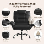 Bestier Cross Legged Office Chair Criss Cross Chair with Adjustable Arms 135° Reclining PU Leather Executive Chair with Wheels Big and Tall Computer Desk Chair for Home Office Black