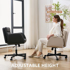 Criss Cross Chair with Flip-Up Arms & Swivel Wheels, Vanity Chair with Adjustable Height & Side Pockets, Comfortable Wide Seat Reclining Computer Office Desk Chairs for Home Office, Make Up, Bed Room