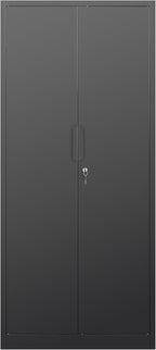 Metal Garage Storage Cabinet with Lock, 71" Tall Steel Storage Locker with 4 Adjustable Shelves, Heavy Duty Metal Cabinet for Garage, Office, Home, 31.5”W × 16.5”D, Black