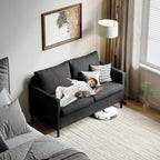 TYBOATLE Linen Fabric Modern Small Loveseat Sofa Couch for Living Room, 51" W Little Upholstered 2-Seater Mini Love Seats w/Iron Legs for Small Space, Apartment, Bedroom, Dorm, Office (Dark Grey)