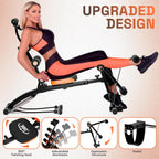 Ab Machine for Home Gym, 6 in 1 Adjustable Ab Workout Bench and Core Trainer, Foldable Sit Up Equipment with Resistant Bands for Total Body Fitness