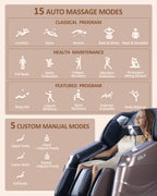 RELX Massage Chair Full Body, 20 Modes Zero Gravity SL-Track Shiatsu Massage Chair Built-in Heat System, Airbag Massage with Body Scan, Deep Yoga Stretch, Calfrest Extension and AI Control(Brown)