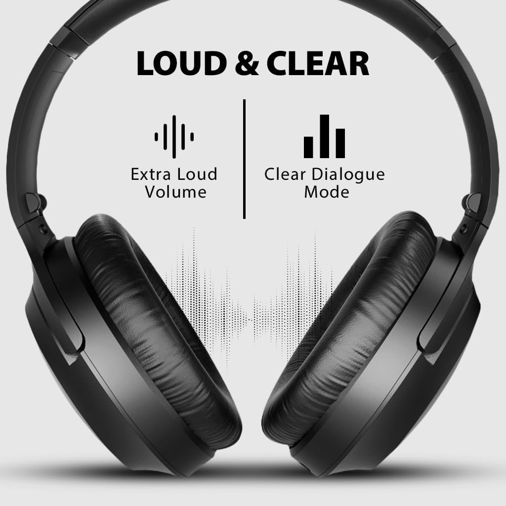Avantree Opera Plus – Wireless Headphones for TV Watching  Clear Dialogue & Volume Boost for Seniors  Optical Soundbar Passthrough  Charging Transmitter Base