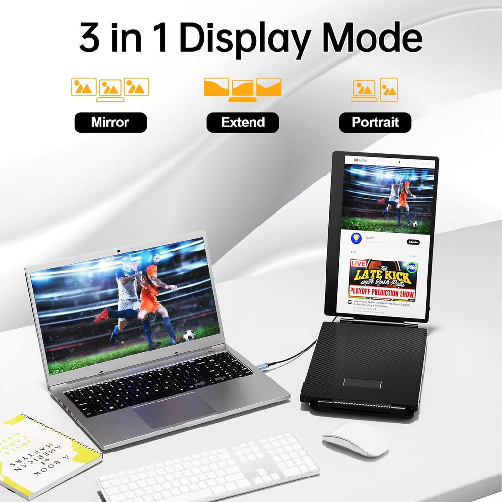 KEFEYA Laptop Screen Extender  14.2" Portable Triple Monitor for Laptop with Full HD IPS Display  Monitor Extender Compatible with Mac  Windows  Chrome  Fits 13-17 Inch Laptops