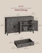 VASAGLE LIRY Collection - Buffet Cabinet, Coffee Bar Cabinet with 2 Drawers, Adjustable Shelves, Sideboard Storage with Cable Holes, Drawer Dividers, Misty Gray UBBK381GW01S