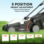 Litheli Electric Lawn Mower Cordless,Grass Cutter Machine for 1600 Sq.Ft.Lawnmower with Brushless Motor,13 In Cutting Width,8 Gallon Capacity,Cutting Height from 1 to 2.5 In, Includes 1 4.0 Ah Battery