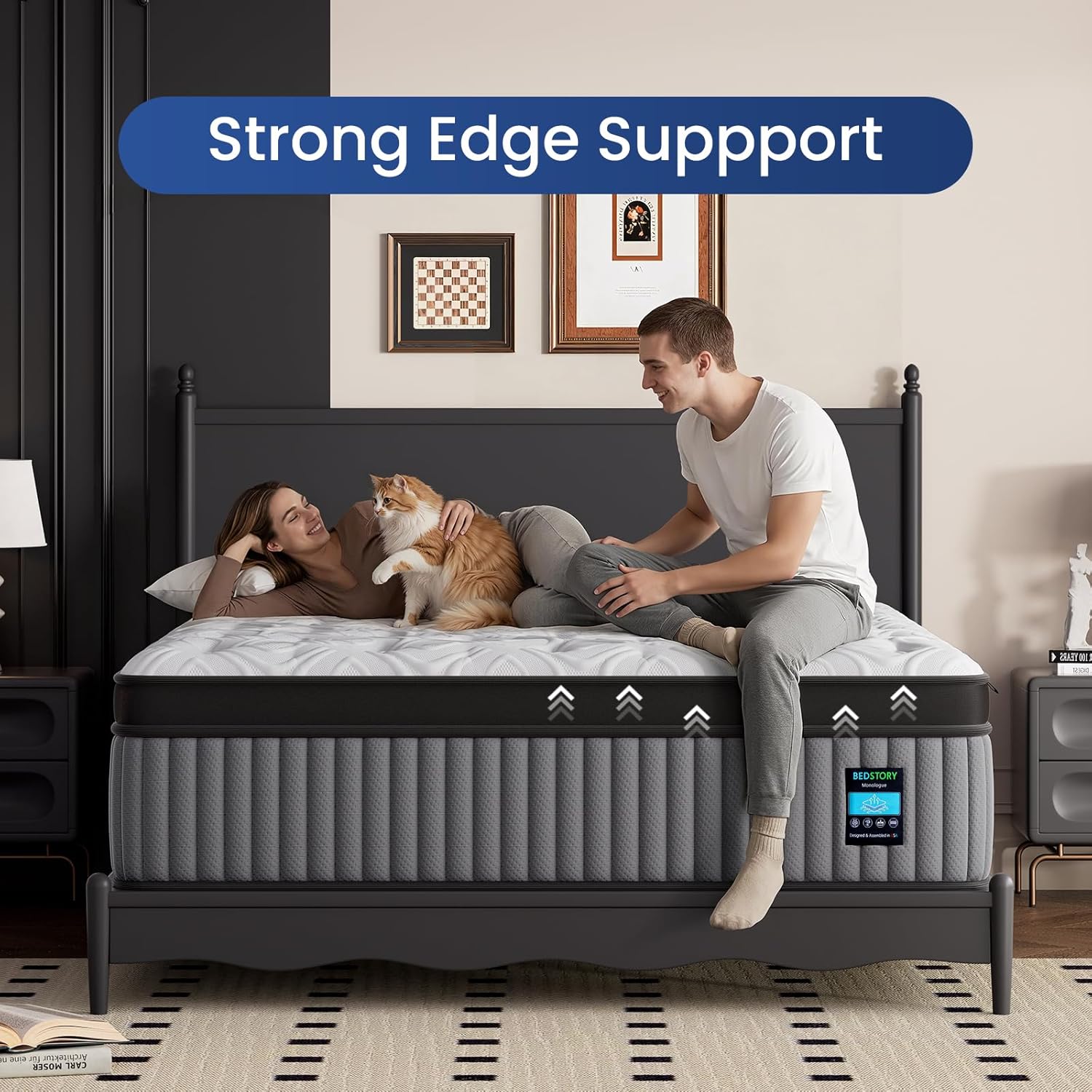 BedStory Extra Firm Queen Mattress 14 Inch, Deep Sleep Hybrid Mattresses 7-Zone Pain Relief - Extra Firm Bed in a Box - Fiberglass Free, CertiPUR-US Certified, 365-Night Trial, 10 Years Warranty