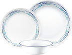 Corelle Dinnerware Set (12pc Set, Ocean Blues)-Dinner Set for 4, Includes 4 x: Plates, Side Plates & Bowls, 3 X More Durable, Half The Space & Weight of Ceramic, up to 80% Recycled Glass (1146815)