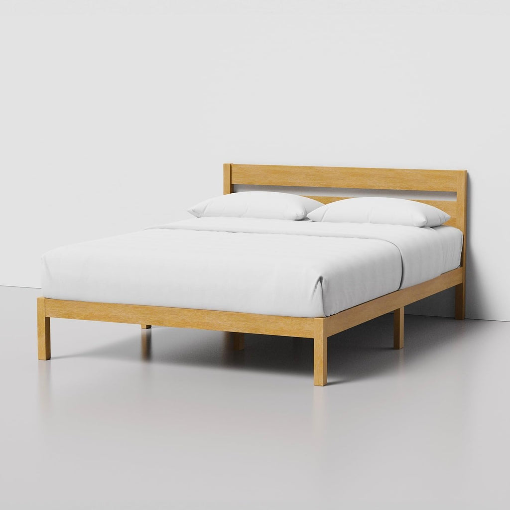 LIFEMENT Queen Classic Wood Platform Bed Frame, Headboard, Essential, Noise Free, Under Bed Storage, No Box Spring Needed, Easy Assembly
