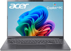 acer Aspire 16 AI Copilot+ PC | 16" WUXGA 120Hz Multi-Touch Display | Snapdragon X X1-26-100 | NPU: 45 Tops - GPU: Up to 1.7 TFLOPs | 16GB LPDDR5X | 512GB PCIe Gen 4 SSD | Wi-Fi 7 | A16-11MT-X669
