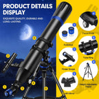 Telescope  90mm Aperture 800mm-Telescope for Adults & Kids  Professional Refractor Telescopes for Adults High Powered  Beginner-Friendly  Phone Adapter & Stable Stainless Tripod  Portable Carry Bag