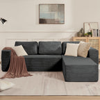 106" Cloud Sectional Couch, Left/Right Facing Convertible Sofa with Deep Seat, L-Shape Modular Upholstered Foam Couch for Living Room Bedroom, No Assembly Required (Corduroy Fabric, Grey)