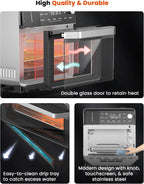 Nuwave Combi Steam Oven, Non-Toxic Stainless Steel Multi-Cooker with Air Fry, Sous Vide, Toast & More, 50-450°F Precision, 120 Presets, Moisture Control, Programmable, Easy to Clean, 16 quarts