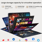 HUIHUANG 10.1 Inch Tablet, Android 15 Tablets 12GB(4+8) RAM / 64GB ROM / 1TB SD Card Expansion, 1280x800 IPS HD Touchscreen, 6000mAh Battery, Bluetooth 5.0, Dual Cameras, GMS, Dual Band WiFi, Black