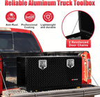 FORWODE 36x17x18 Inch Underbody Truck Tool Box Aluminum Trailer Tool Box with Lock & Foldable T-Handle Waterproof Truck Storage Box for Pickup Truck, Trailer, RV, ATV, Indoor（BLACK）