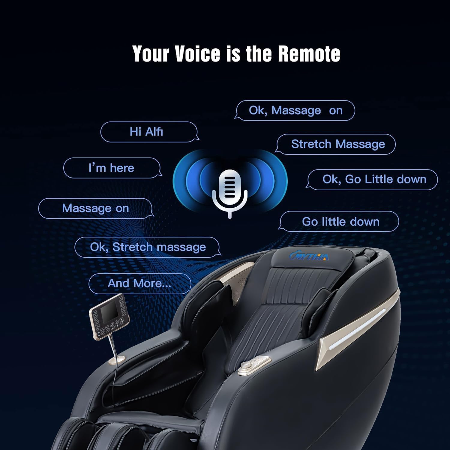 MYTHIA MD906 2026 Massage Chair - Full Body Zero Gravity Recliner with 3D Massage  Heat Therapy  Air Pressure & Foot Roller  Bluetooth & USB Charging Port for Home & Office Use (Black)