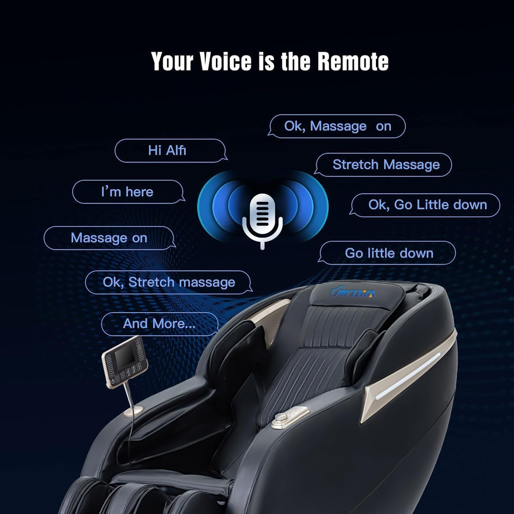 MYTHIA MD906 2026 Massage Chair - Full Body Zero Gravity Recliner with 3D Massage  Heat Therapy  Air Pressure & Foot Roller  Bluetooth & USB Charging Port for Home & Office Use (Black)