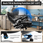 Big and Tall Office Chair with 5D Arms, 600lbs Fabric & PU Leather Heavy Duty Desk Chair, Adjustable Lumbar Support & Height, Tilt Function, High Back Ergonomic Executive Computer Chair