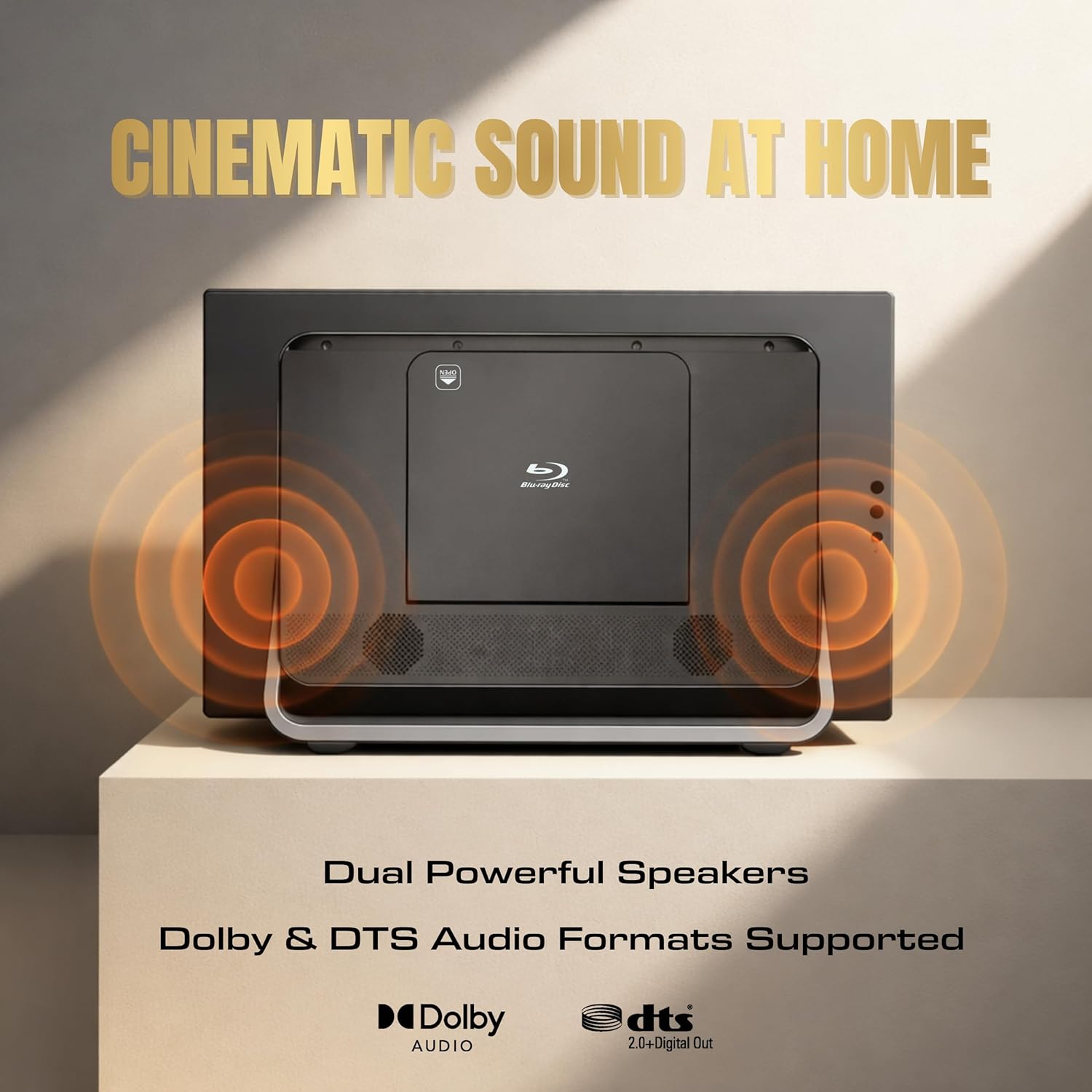 18.5'' FHD IPS 1080P Portable Blu-ray Player with Monitor  Support Blu-ray/DVD/CD Disc Playback  Type C in & HDMI in for Phone/Switch/Pad Sync  USB Max 1TB Playback