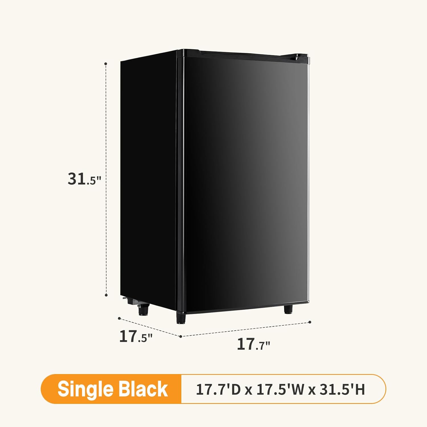 Mini Fridge with Freezer, 3.2 Cu.Ft Mini Refrigerators, Small Beverage Fridge with Adjustable Thermostat, for Bedroom, Office, Dorm, Single Door, Quiet & Energy Saving, Black