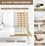 Homall Futon Sofa Bed, Leather Futon Couch with Removable Armrests, Adjustable Recliner Sleeper Sofa Bed with Dual Cup Holders for Living Room, Apartment, Office (White)