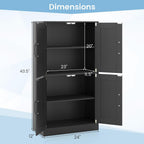Giantex Bathroom Cabinet, 43.5” Storage Cabinet with Doors & Adjustable Shelves, Kitchen Pantry, Freestanding Storage Organizer for Living Room Dining Room (Black)