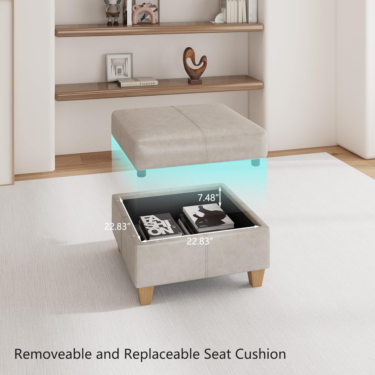 EASE MOOSE Modular Couch U Shaped Oversized Sofa, Faux Leather Sectional Sofa with Storage Seat,White
