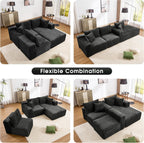WorthFurni Cloud Modular Sofa Couch with L-Shape Chaise,Modern Sectional with Deep Seat, Upholstered Couches for Living Room Bedroom,No Assembly Required, Plush Corduroy Fabric 110.4"(Black)