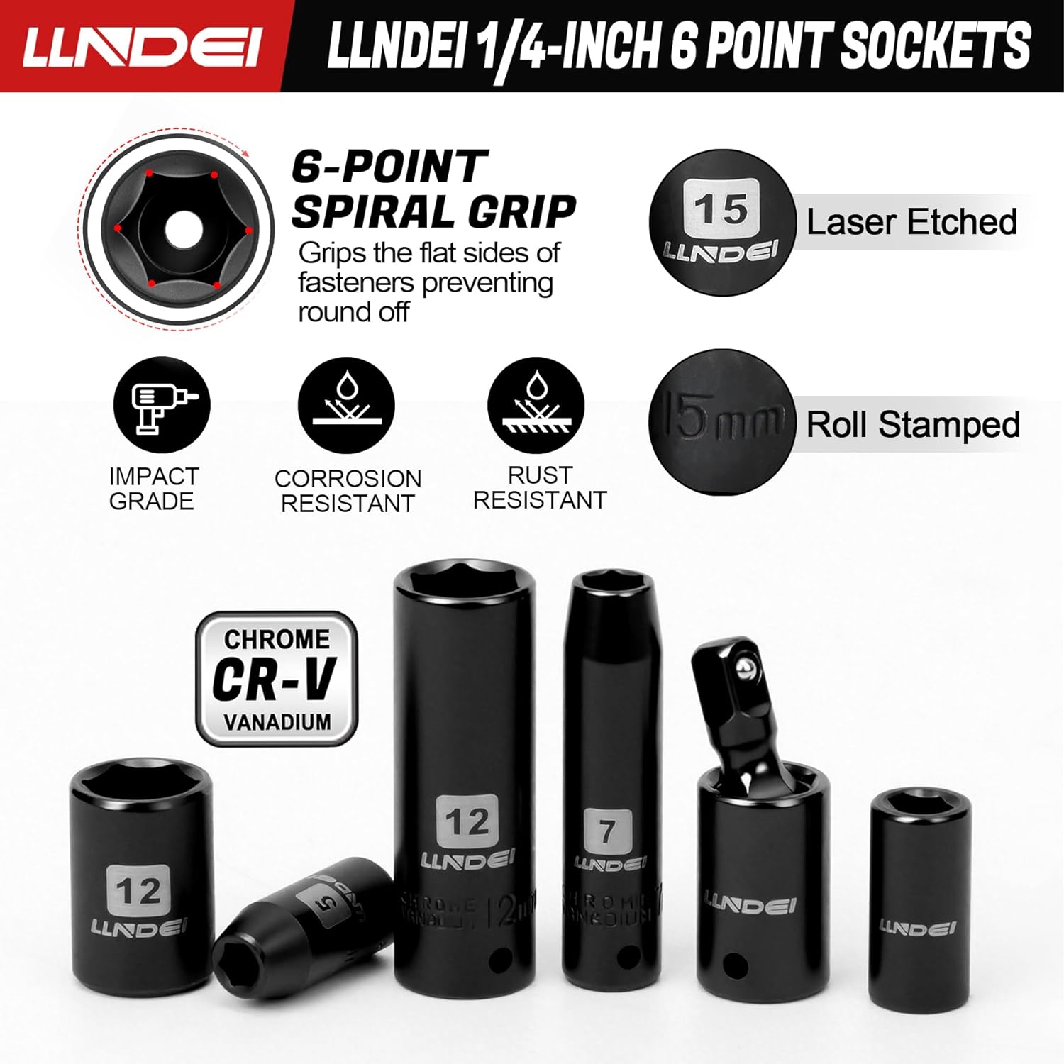 LLNDEI 1/4 Drive Socket Set 16V Brushless Impact Driver Kit, 108 PCS 6 point Metric Magnetic Nut Driver Set, including 1.5Ah Battery, Charger and a Self-Tapping Screws, Hex Drill Bits Can be Used