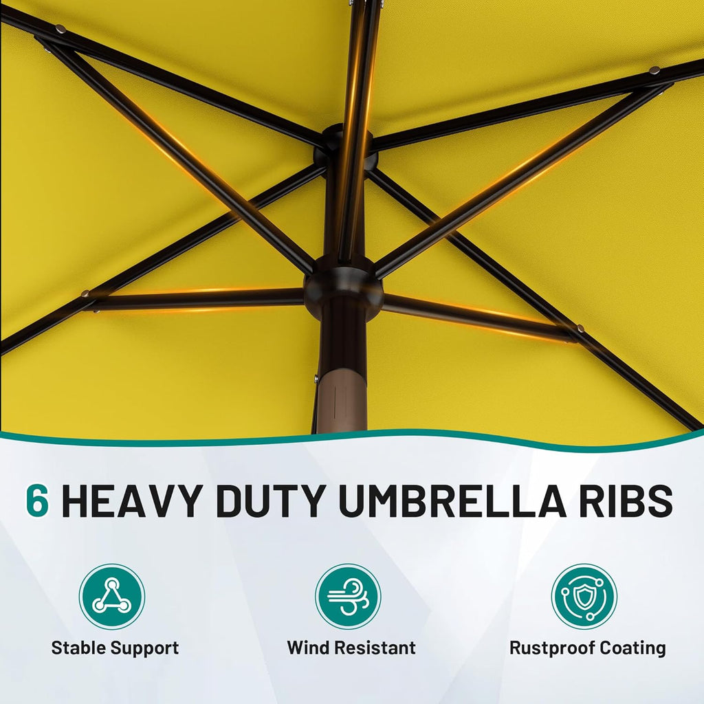 AreShark 6.5' x 10' Rectangular Patio Umbrellas for Outdoor, Outdoor Table Umbrella, Large Outdoor Patio Umbrellas with 6 Sturdy Ribs for Pool, Garden, Deck & Market (Yellow)