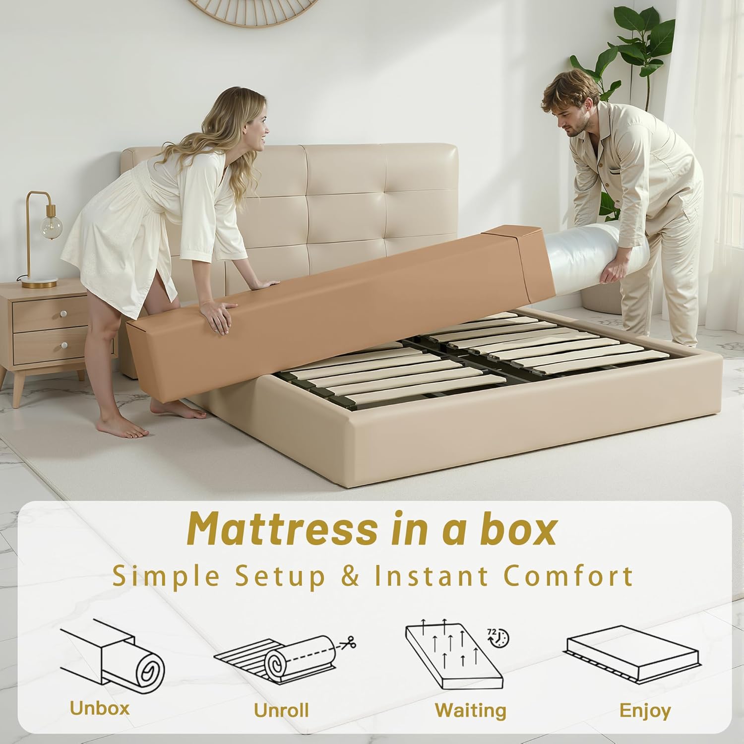 14″ King Hybrid Mattress – Cooler, Quieter & Deeper Comfort, Airflow Foam + Pocket Coils, 2″+ Plush Cushion, Heavy-Duty Support, CertiPUR-US, Fiberglass-Free, Mattress in a Box