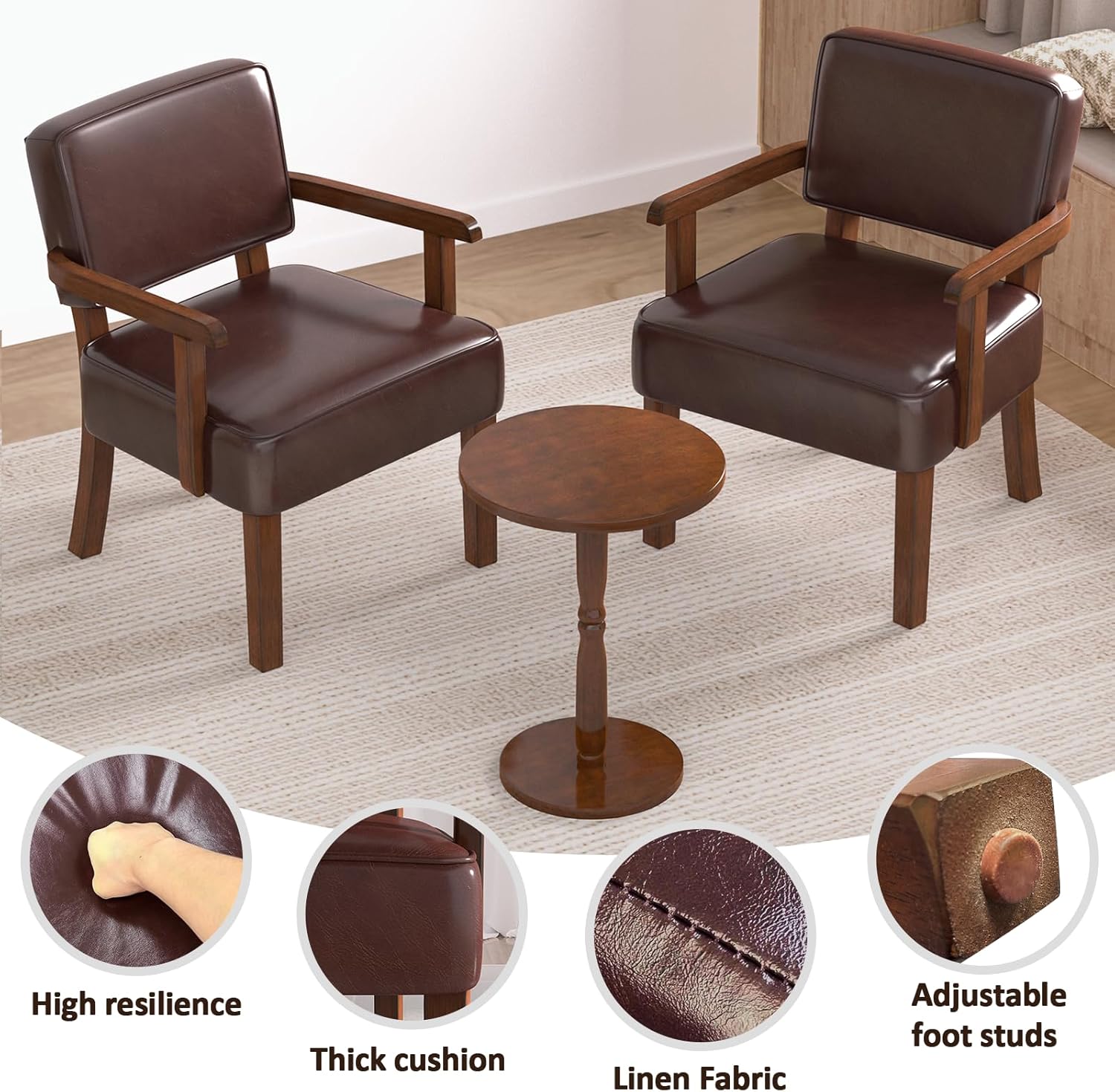 FAGAGA Accent Chair, PU Leather Living Room Chairs Oversize with Soft Seat and Armrests for Living Room Dinning Room Bedroom Reading Room Waiting Room