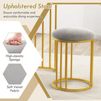 Giantex 3-Piece Dining Table Set for 2, Rectangular Kitchen Table with 2 Stools, 2-Tier Storage Shelf, Upholstered Seat, Faux Marble Top, Metal Frame, Dinette Desk, Breakfast Desk for Small Space