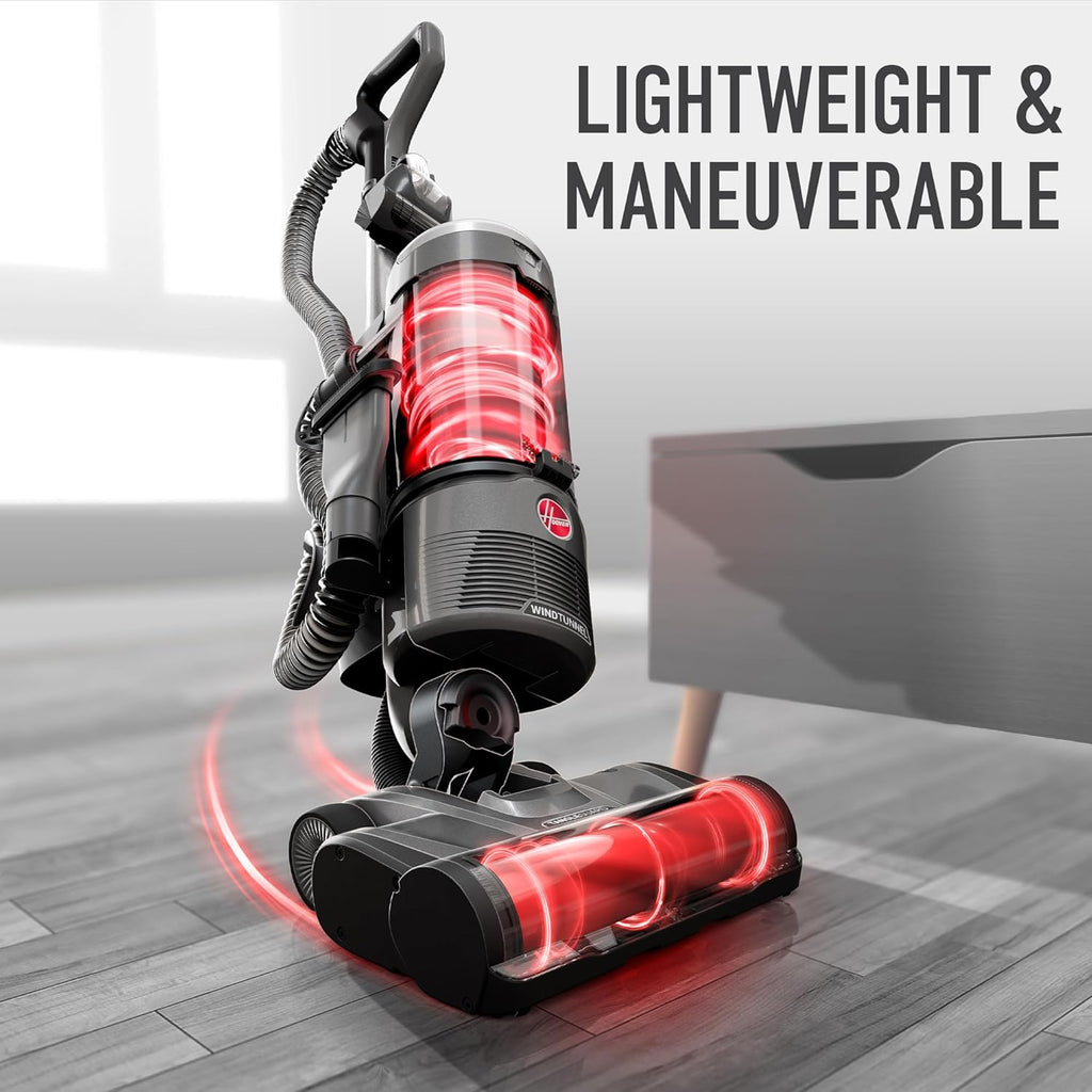 Hoover WindTunnel Swivel Pet Bagless Upright Vacuum Cleaner forhome use on Carpet and Hard Floors, Corded Upright Vacuum Cleaner for Pet Hair, Lightweight Design, Swivel Steering