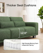 Marsail Single Seater Couch, 40 Inch Sofa with Deep Cushions, Modern Linen Fabric Sofas for Living Room, Comfy Upholstered Couch with Removable Washable Covers, Sage Green