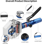 FS-7842A Hydraulic Hose Crimper Kit - 8T Handheld Crimping Tool w/Quick-Lock Dies, 7 Molds for Auto A/C, HVAC & Industrial Piping (3/8"-7/8")