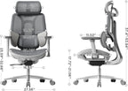 Hbada E3 Air Ergonomic Office Chair, Big and Tall Office Chair - with 3-Zone Dynamic Lumbar Support, 3D Adjustable Headrest, 3D Adjustable Armrests, Swivel, Grey(No Footrest)
