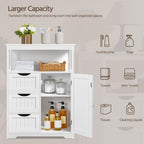 Yaheetech Bathroom Storage Cabinet Bathroom Floor Cabinet Freestanding Storage and Organizer with Door, 3 Drawers, Adjustable Shelf, 35.5 Inches Height, White