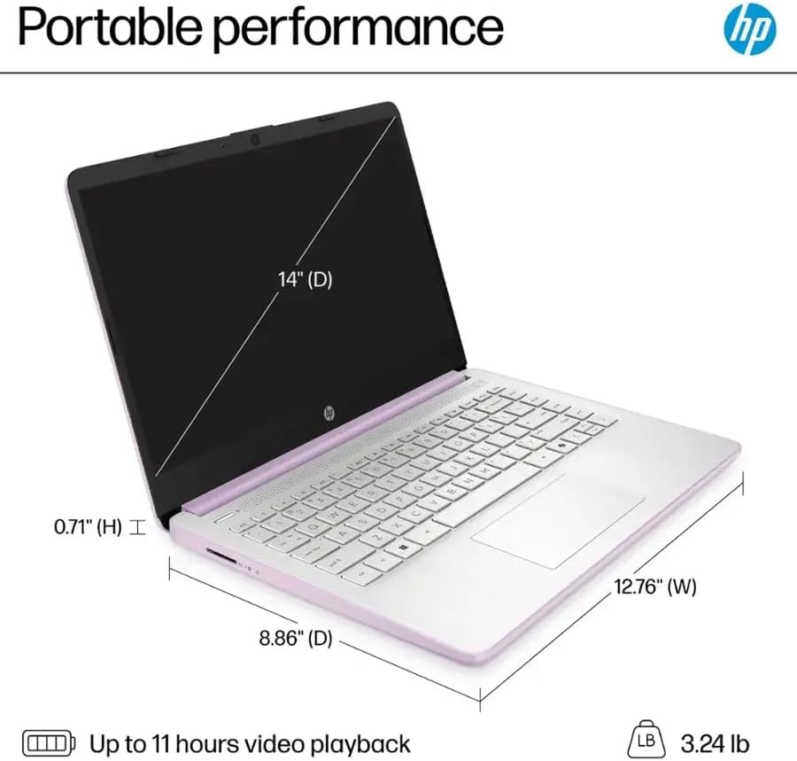 HP Stream 14 Student Business Laptop  Microsoft Office 365  Copilot AI  4GB RAM  128GB UFS  1TB Cloud Storage  Intel N150 Processor(Quad-core)  Honey Lavender  Windows 11 Home  with 5ave Kit