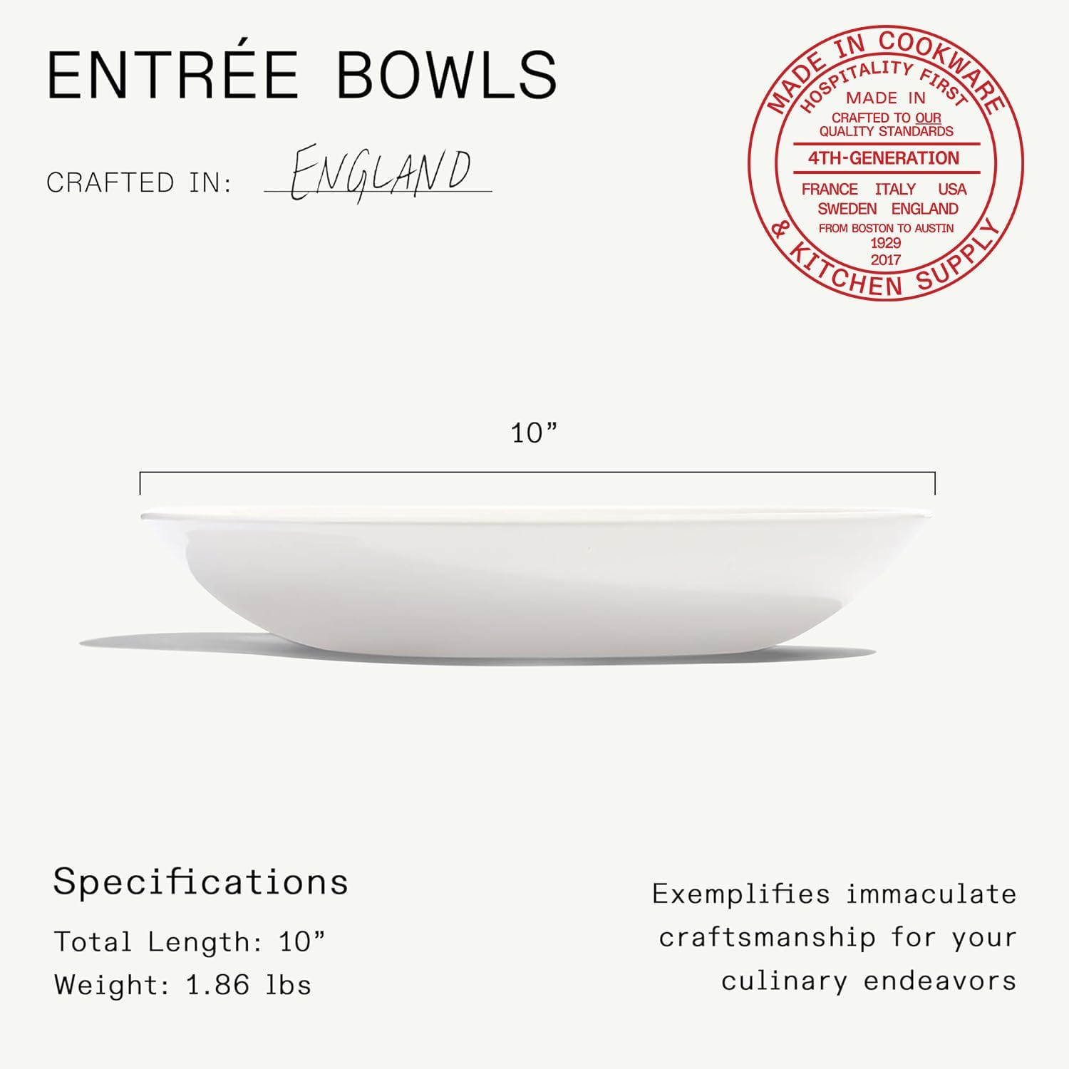 Made In Cookware | Set of 4 | Entrée Bowls | White | Porcelain | Crafted in England