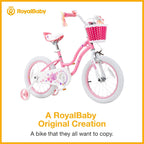 RoyalBaby Girls Bike with Training Wheels and Kickstand, Stargirl Kids Bicycle 16 Inch Toddlers to Big Kids 4-7 Years, Coral Red