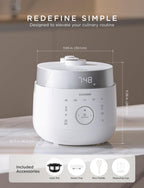 CUCKOO Twin Pressure Rice Cooker 10-Cup Uncooked / 20-Cup Cooked with Induction Heating Technology, 20 Menu Modes with Voice Guide, Large Rice Maker Multi-Cooker & Pressure Cooker (CRP-LHTR1009FW)