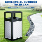 Outdoor Trash Can Commercial 40 Gallon, Heavy Duty Large Metal Slatted Garbage Can with Metal Liner for All Weather Resistant, Garbage Bin Waste Receptacle for Parks, Streets, Public Spaces