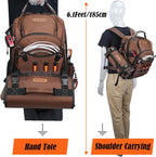 WELKINLAND 70Pockets HVAC Tool Backpack With Tool Roll, 4-Piece Electrical Backpack With Tools Roll Bags, Hard Bottom Electrician Back Pack, Tools Back Pack For Men Heavy Duty